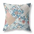 Homeroots 28 in. Floral Indoor & Outdoor Throw Pillow White Blue & Red 413884